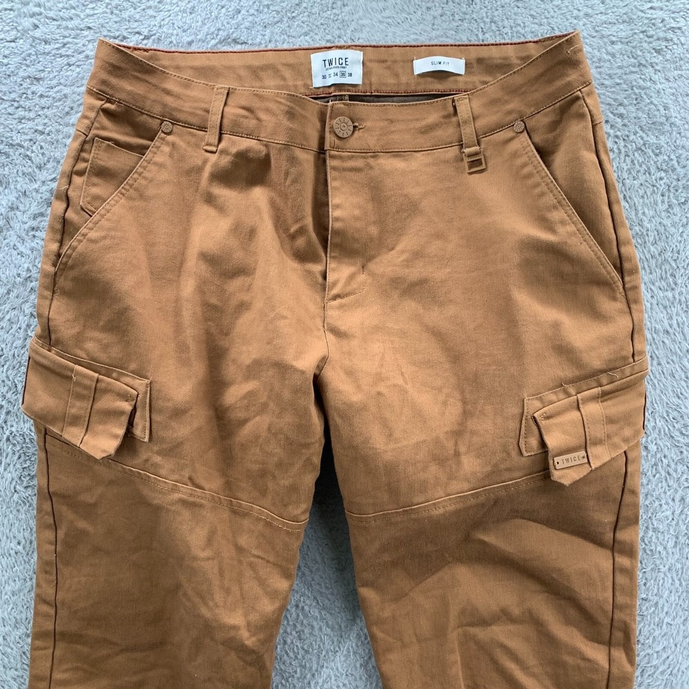 TWICE Pants Mens 36x30 Measured Brown Slim Fit Tag: 36